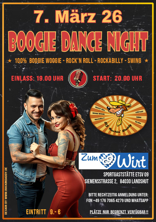 07.03.2026 Boogie Dance Night beim 09er Wirt in Landshut, Musik by DJ. Rockin' Daddy ***