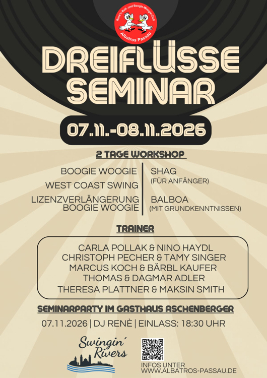 07.11.2026 Albatros Dreifl�sse Seminar + Party im Gasthof Aschenberger, Passau mit DJ. Ren�