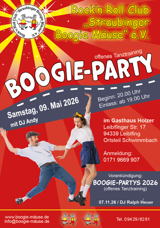 09.05.2026 Boogie Party der Boogie M�use , Straubing mit DJ. Andy