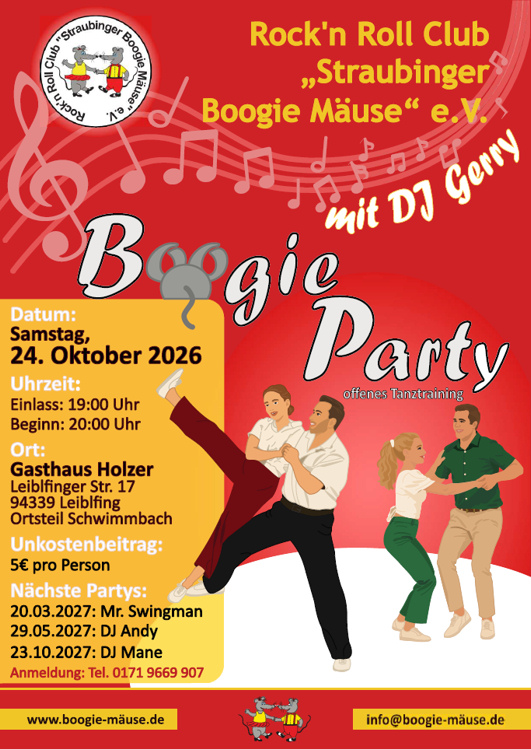 24.10.2026 Boogie Party der Boogie M�use , Straubing mit DJ. Ralph Heuer