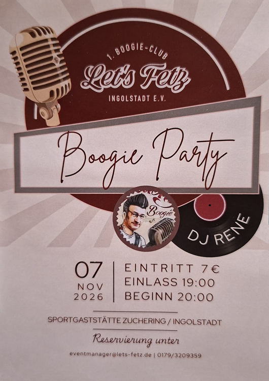 07.11.2026 Boogie Party der Let's Fez, Ingolstadt in Zuchering