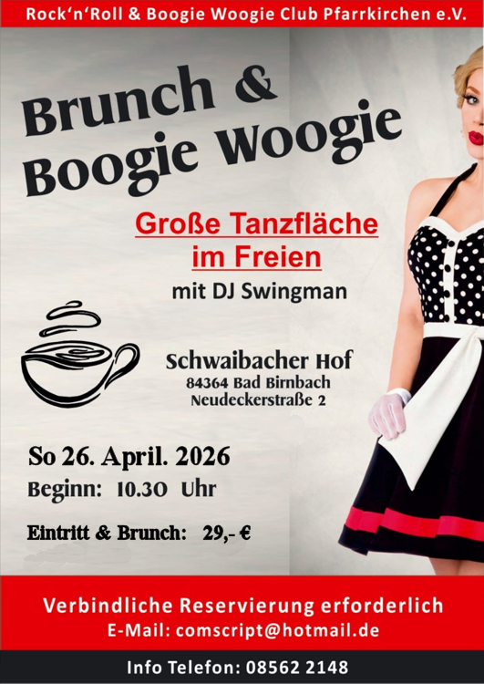 26.04.2026 Brunch und Boogie, RRBWC Pfarrkirchen im Schwaibacher Hof, Bad Birnbach mit DJ. Swingman