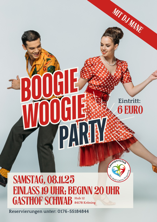 08.11.2025 Boogie Party des TSC Dingolfing im GH Schwab, Hub 84178 Krning mit DJ. Mane