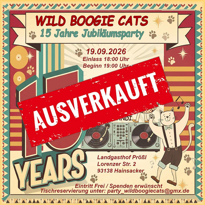 19.09.2026 Boogieparty im Deser's in Buch mit DJ. Shilo 