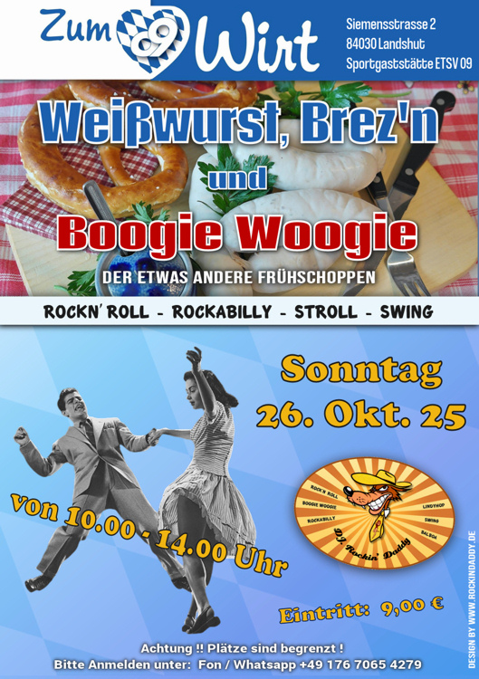 26.10.2025 Weisswurst, Brez'n & Boogie Woogie, Tanzfrhschopppen beim 09er Wirt in Landshut mit DJ. Rockin' Daddy ***
