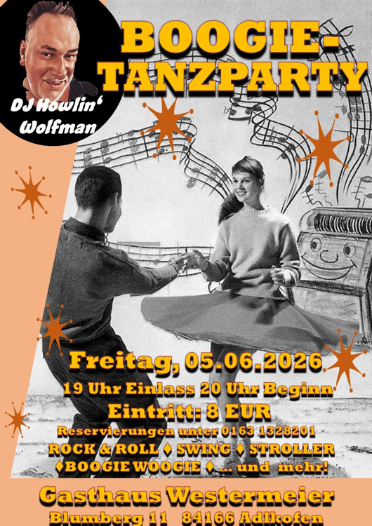 05.06.2026 Boogie Party im GH Westermeier mit DJ. Howlin Wolfman